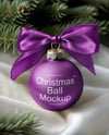 Metallic Christmas Ball with Bow Mockup