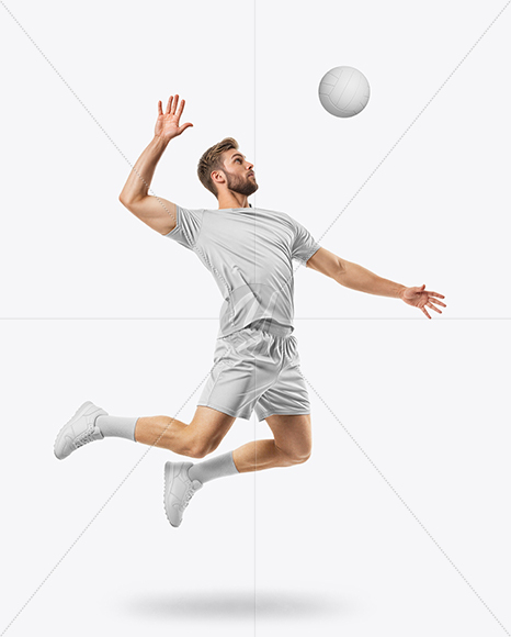 Man Wearing Full Volleyball Kit with Ball Mockup