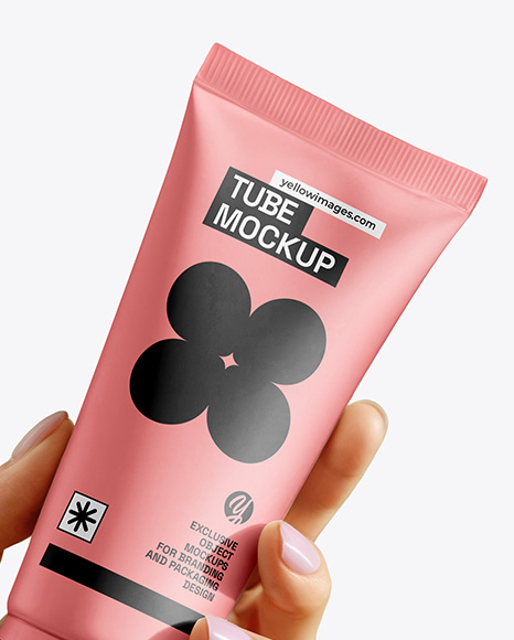 Cosmetic Tube in a Hand Mockup