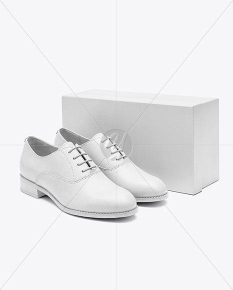 Pair of Women's Oxford Shoes with Box Mockup