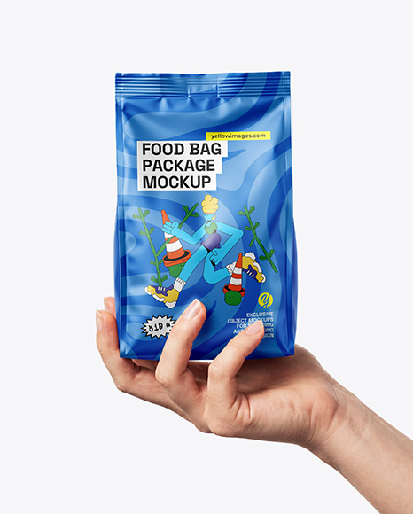Matte Food Bag in a Hand Mockup