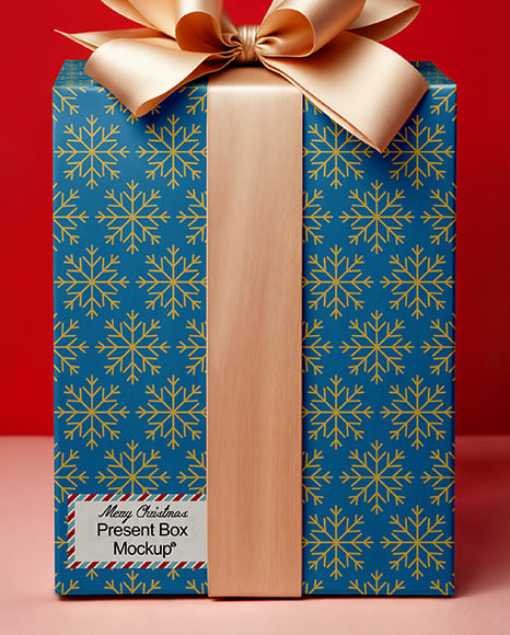 Gift Box with Gold Bow Mockup
