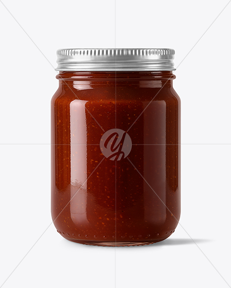 Glass Jar with Barbecue Sauce Mockup