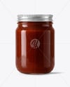 Glass Jar with Barbecue Sauce Mockup