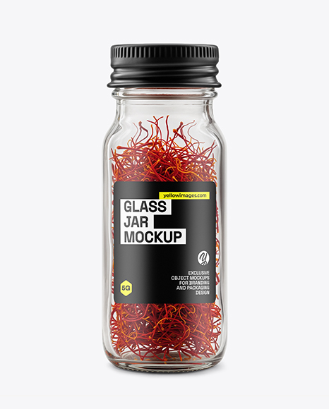 Small Glass Bottle with Saffron Threads Mockup