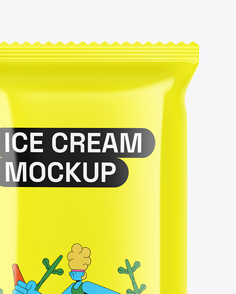 Glossy Flow Pack W/ Ice Cream Mockup