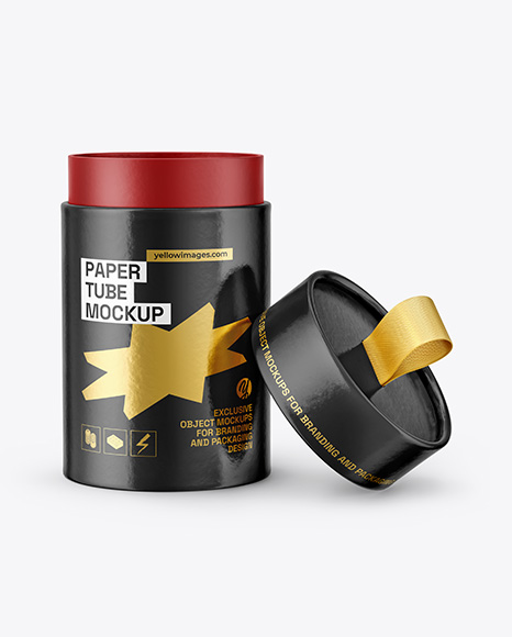 Glossy Paper Tube with Pull Tab Mockup