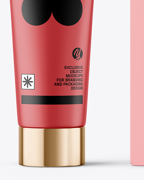 Matte Cosmetic Tube with Box Mockup