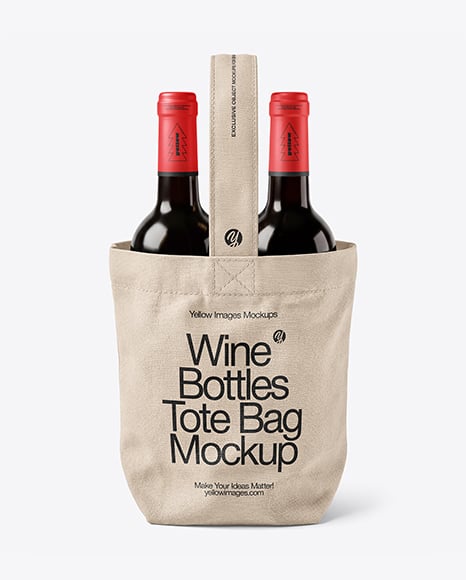 Canvas Tote Bag with Wine Bottles Mockup