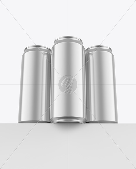 Three Glossy Metallic Cans Mockup