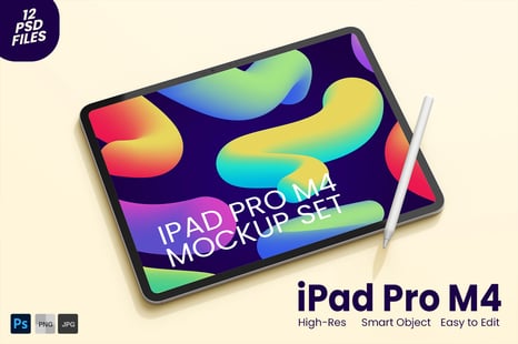 iPad Pro M4 2024 13 Inch PSD Mockup Set - Device Mockups
