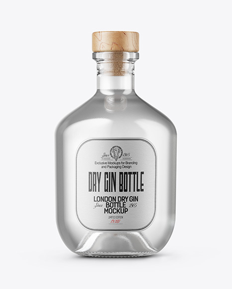 Glass Dry Gin Bottle Mockup