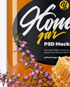 Square Glass Jar with Heather Honey Mockup