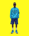 Young Black Man Wearing Oversize Sweatshirt and Shorts Mockup