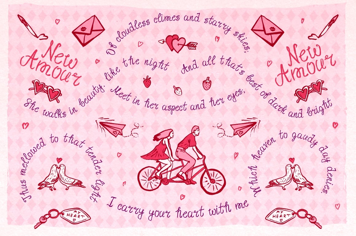 New Amour romantic handwritten font