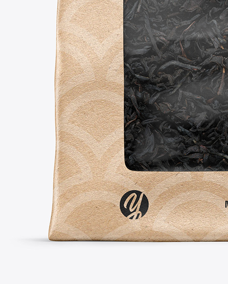 Kraft Pouch w/ Dry Black Tea Mockup