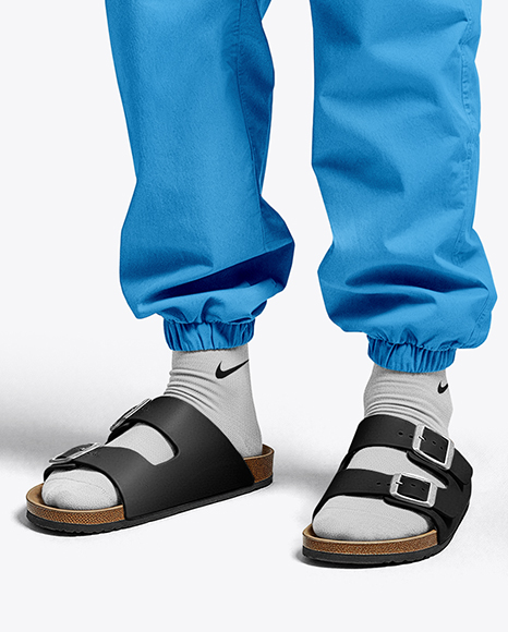 Powerlifter Wearing Janitor Uniform and Cap with Barbell Mockup