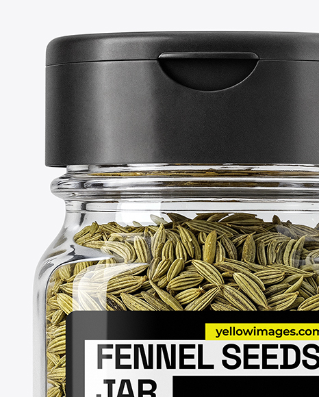 Clear Glass Jar with Fennel Seeds Mockup