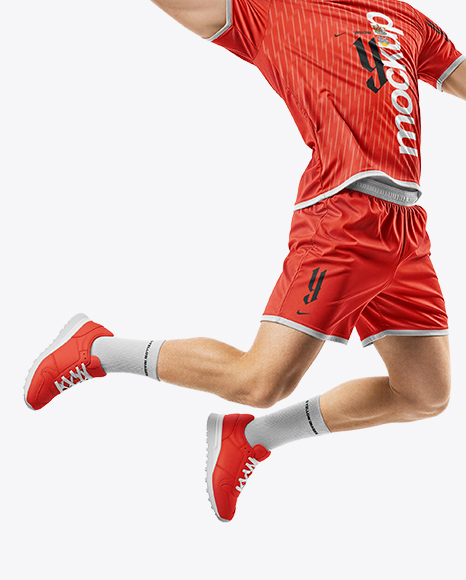 Man Wearing Full Volleyball Kit with Ball Mockup