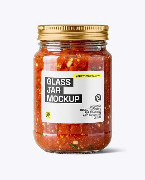 Clear Glass Jar with Tomato Bruschetta Mockup - Tomato paste mockup