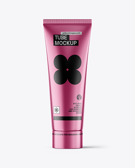 Metallic Cosmetic Tube with Box Mockup