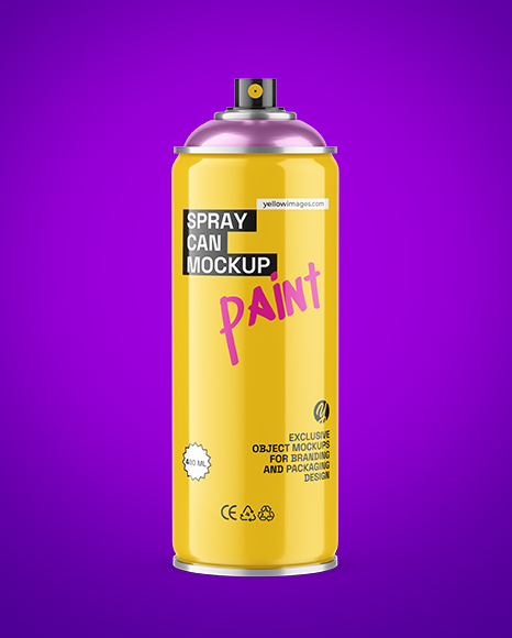 Glossy Spray Paint Can Mockup