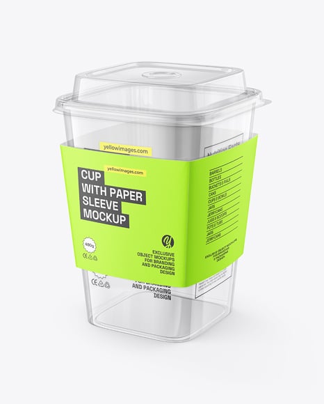 Clear Plastic Cup with Paper Holder Mockup