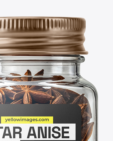 Square Glass Jar with Star Anise Mockup