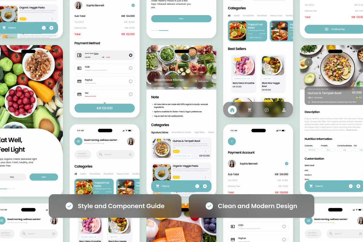 Vitaleaf – Food Delivery UI Design Template