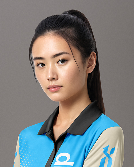 Asian Woman Wearing Table Tennis Uniform Mockup