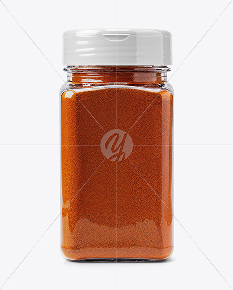 Plastic Square Spice Jar with Smoked Paprika Mockup