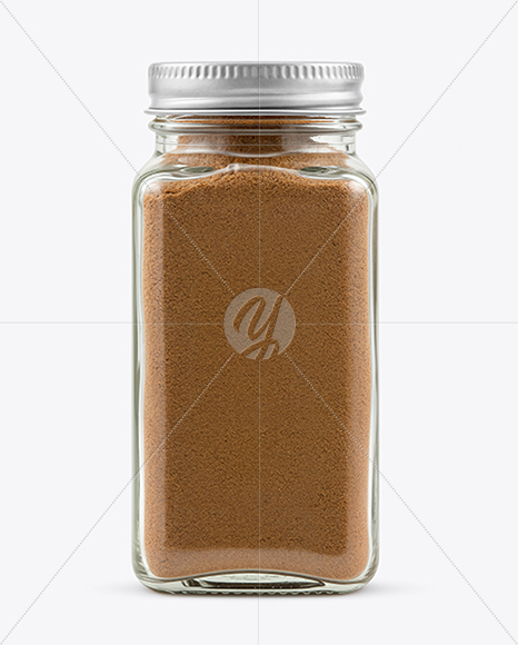 Square Glass Jar with Grounded Coriander Mockup