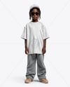 Afro-American Boy Wearing Oversize T-Shirt and Wide Jeans Mockup