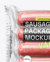 Clear Plastic Flow-Pack with Sausages in Paper Holder Mockup