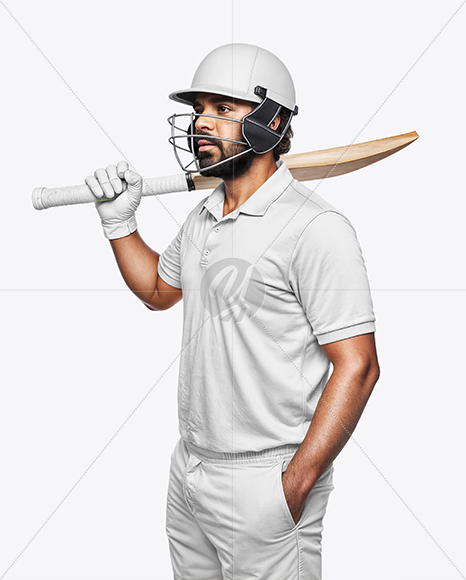 Indian Cricket Player Wearing a Polo Holding a Bat