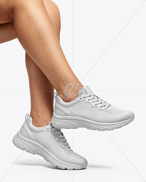 Running Shoes on Women's Legs Mockup