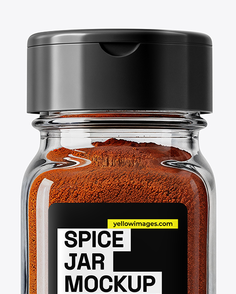 Square Glass Jar with Smoked Paprika Mockup