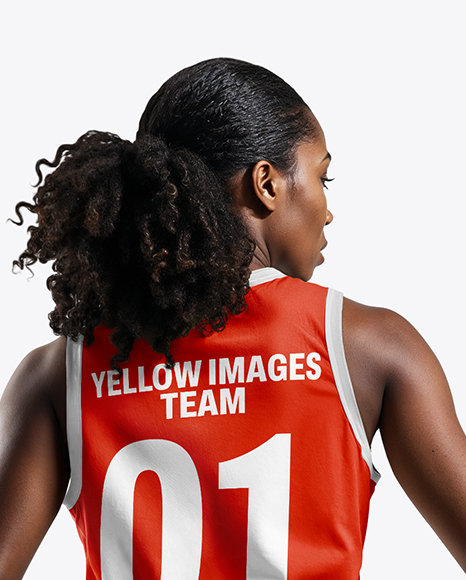 Afro-American Female Basketball Player Wearing Full Basketball Uniform Mockup