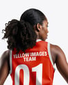 Afro-American Female Basketball Player Wearing Full Basketball Uniform Mockup