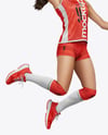 Woman Wearing Full Volleyball Kit with Ball Mockup