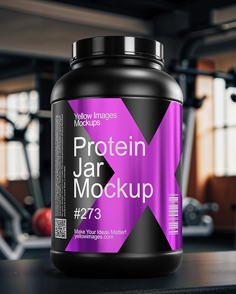 Black Protein Jar Mockup
