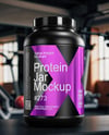 Black Protein Jar Mockup