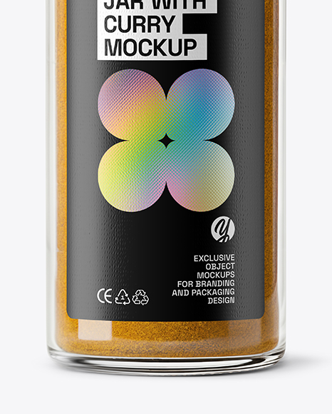 Clear Glass Jar with Curry Mockup