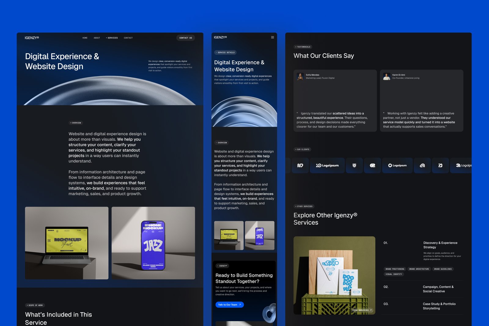 Igenzy – Creative Agency Website UI Figma Template
