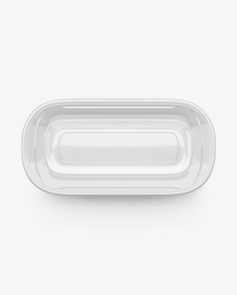 Glossy Plastic Food Container in Paper Sleeve Mockup