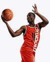 Afro-American Basketball Player Wearing Full Basketball Uniform Mockup