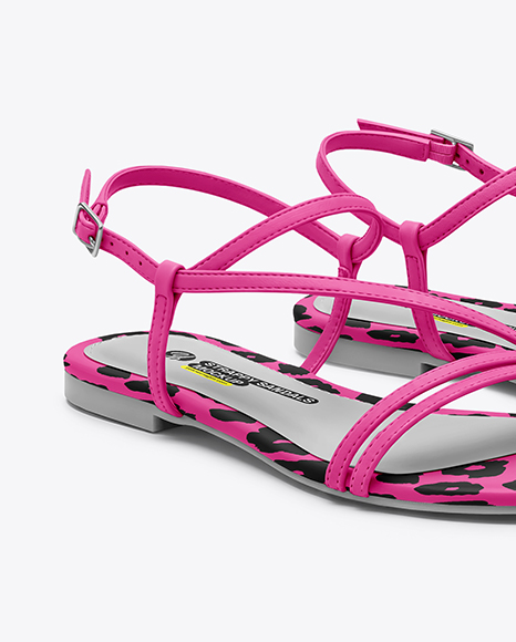 Pair of Women's Strappy Sandals Mockup