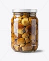 Glass Jar with Porcini Mushrooms Mockup