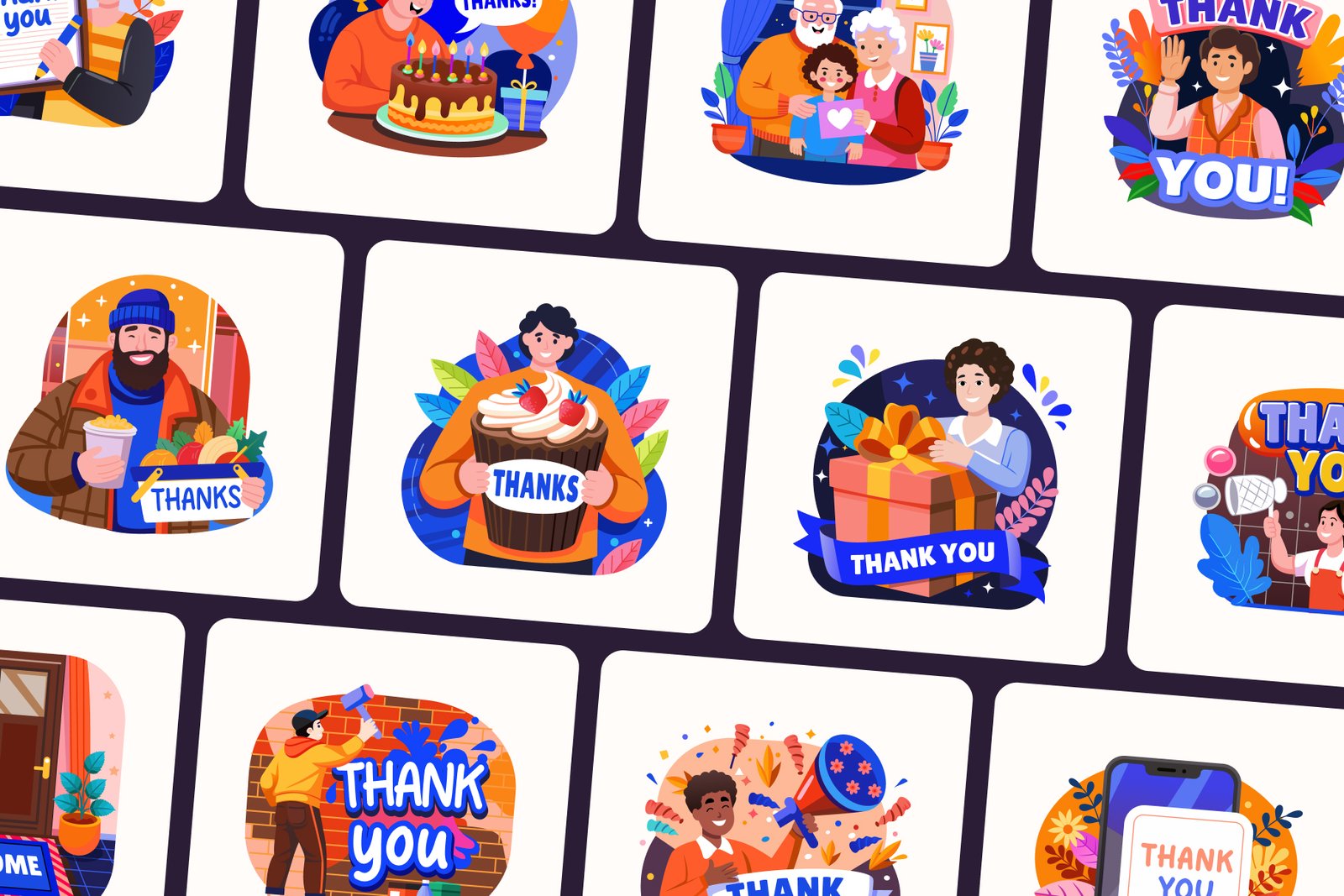 Thank You Illustration Set