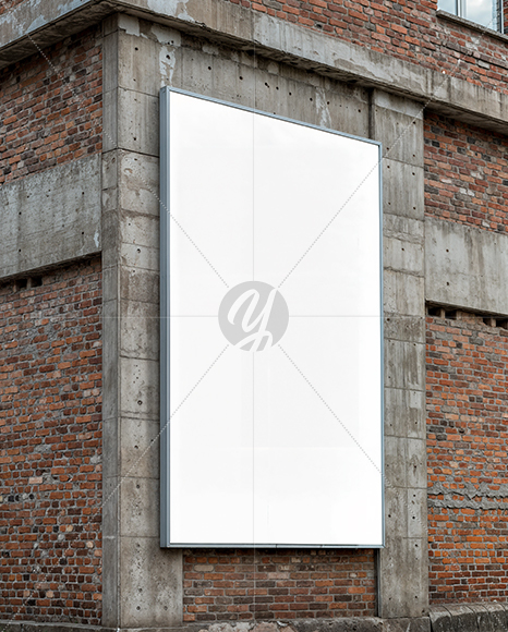 Outdoor Vertical Billboard on a Building Mockup